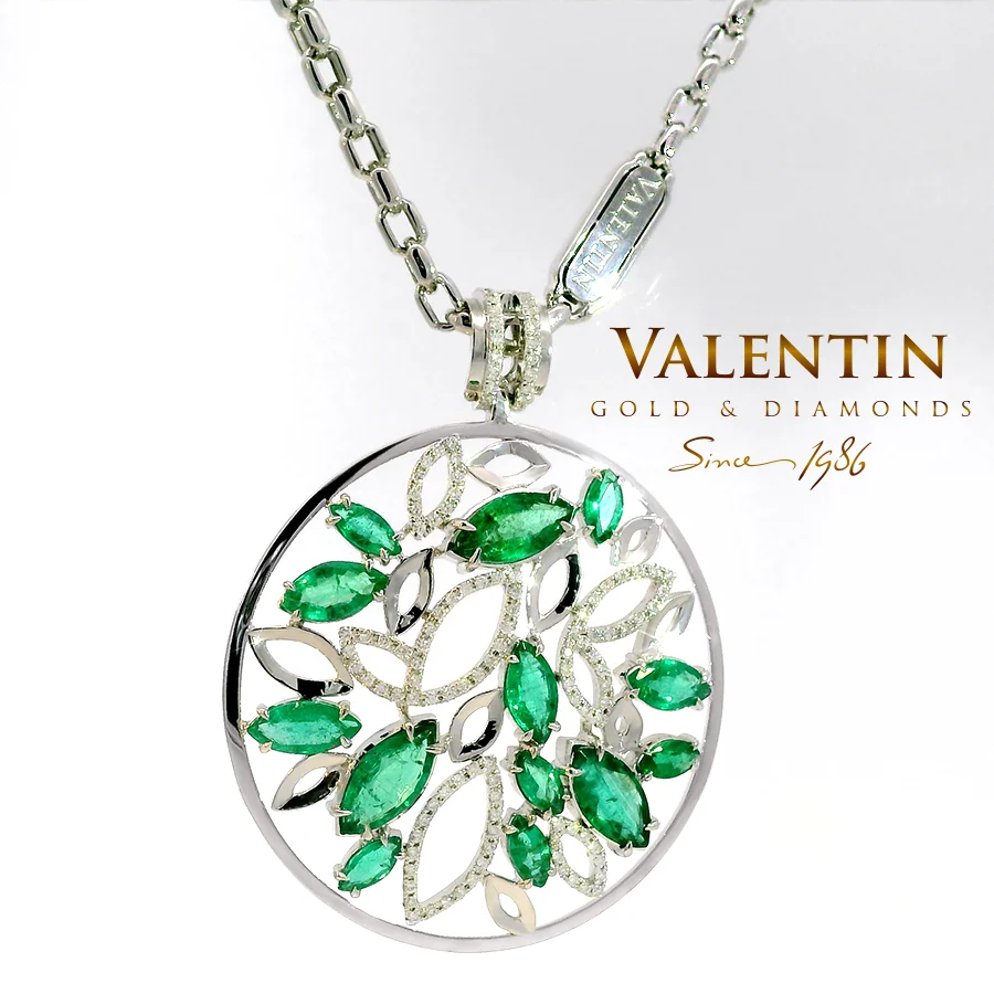 Златен медальон Marquise Emerald 6160 – бяло злато