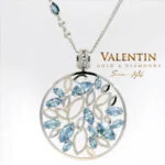 Marquise Aquamarine Gold Pendant 6160 – white gold