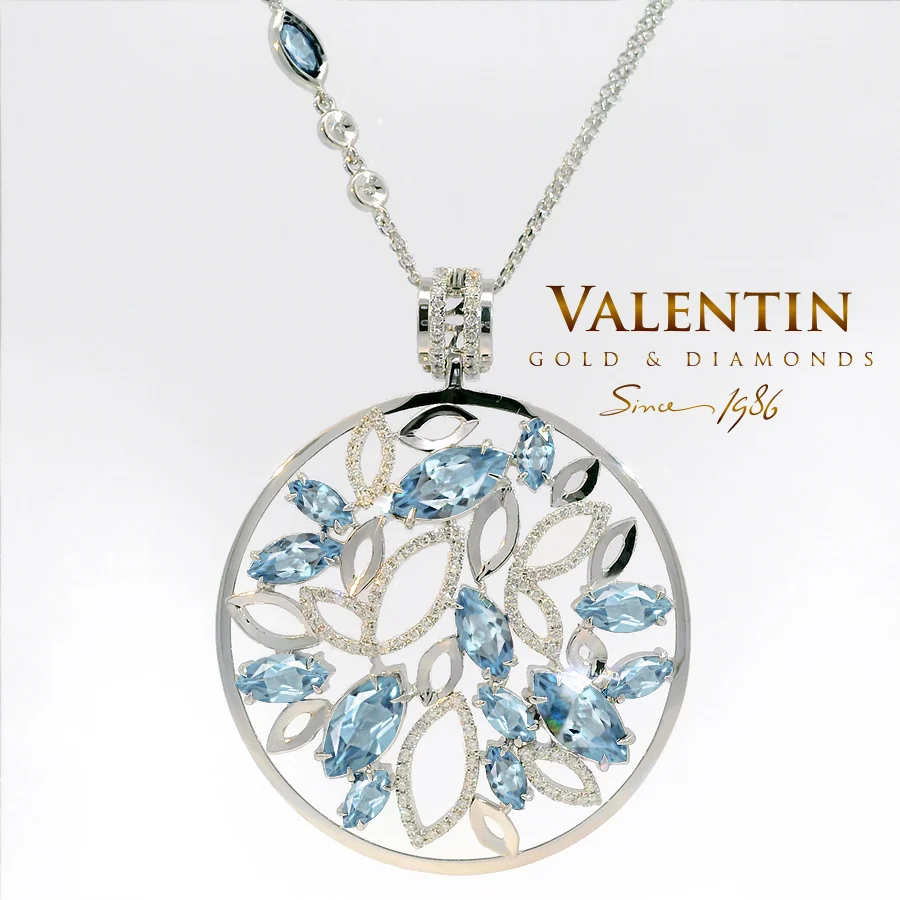 6160 White Aqua 2 1 Златен медальон Marquise Aquamarine 6160 – бяло злато