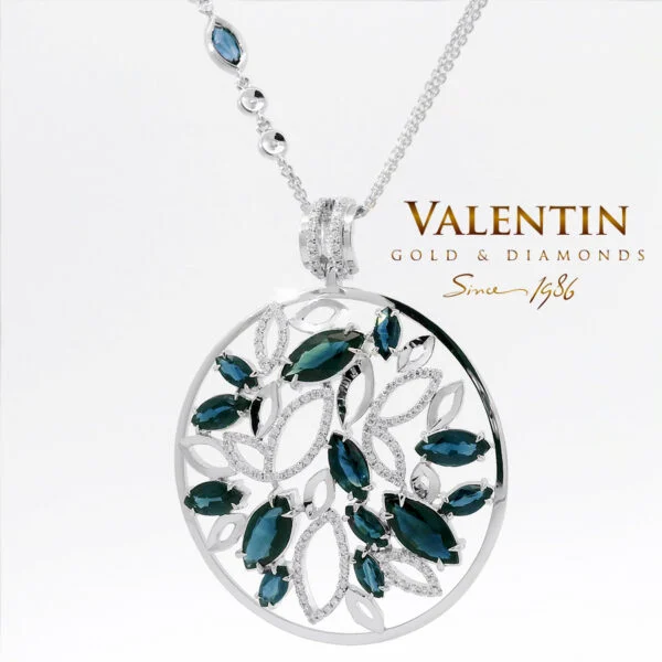 Marquise Sapphire Gold Pendant 6160 – white gold