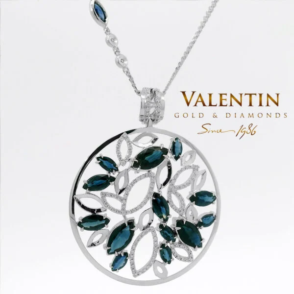 Marquise Sapphire Gold Pendant 6160 – white gold