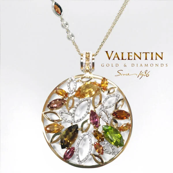 Marquise Tourmaline Gold Pendant 6160 – white gold