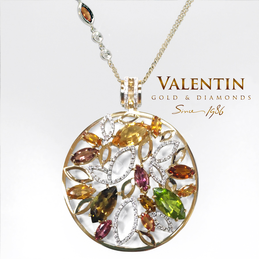 Златен медальон Marquise Tourmaline 6160 – бяло злато