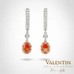 Red Oval Gold Earrings 7611 – white gold