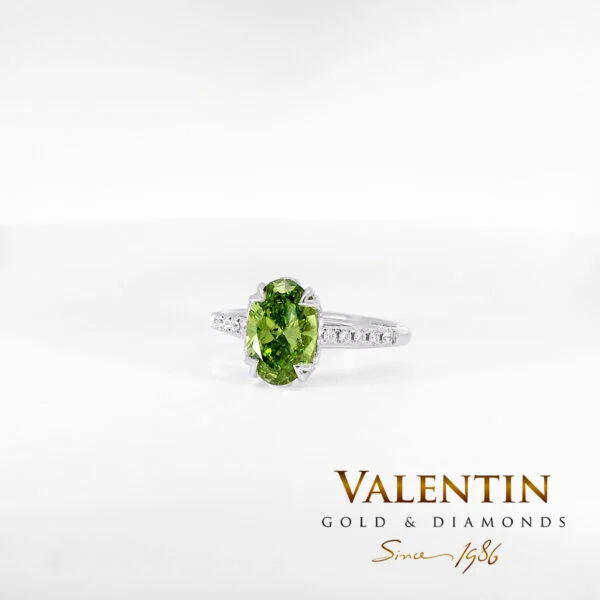 Green Oval Lab Engagement Ring 4774 – white gold