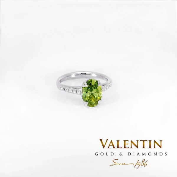 Green Oval Lab Engagement Ring 4774 – white gold