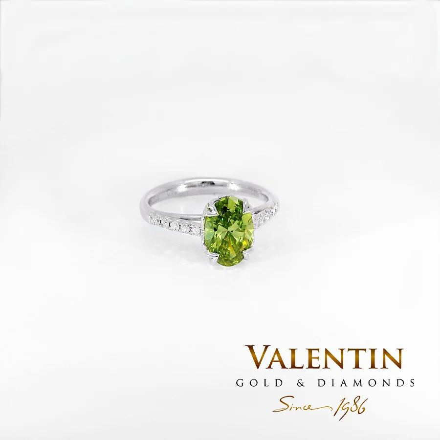 Green Oval Lab Engagement Ring 4774 – white gold