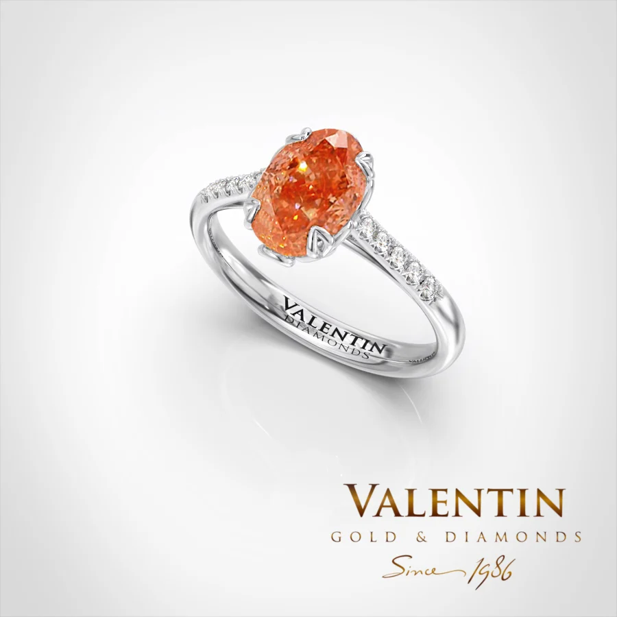 Red Oval Lab Engagement Ring 4774 – white gold