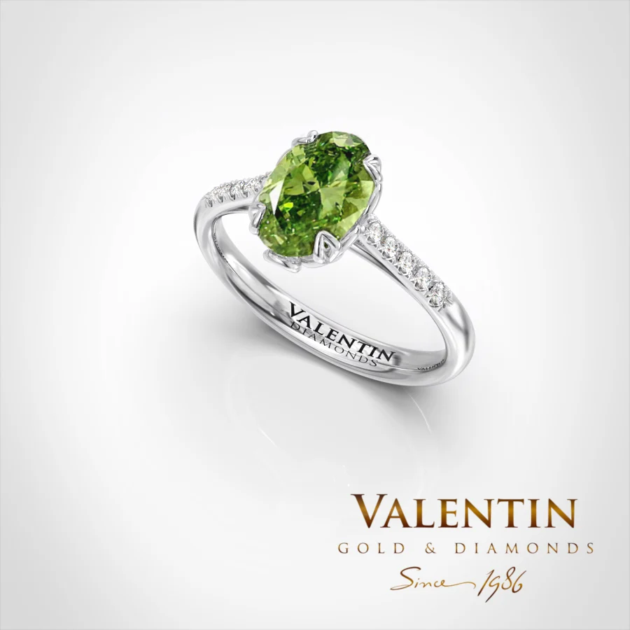 Engagement Ring Green Oval Lab 4774