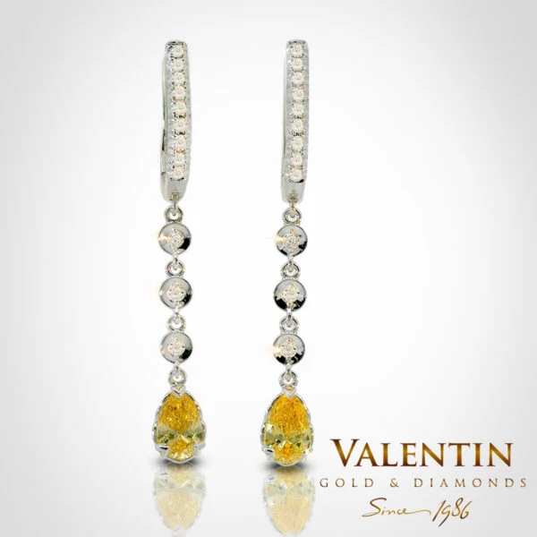 Pear with Diamonds FVY Gold Earrings 7630-2 – yellow gold