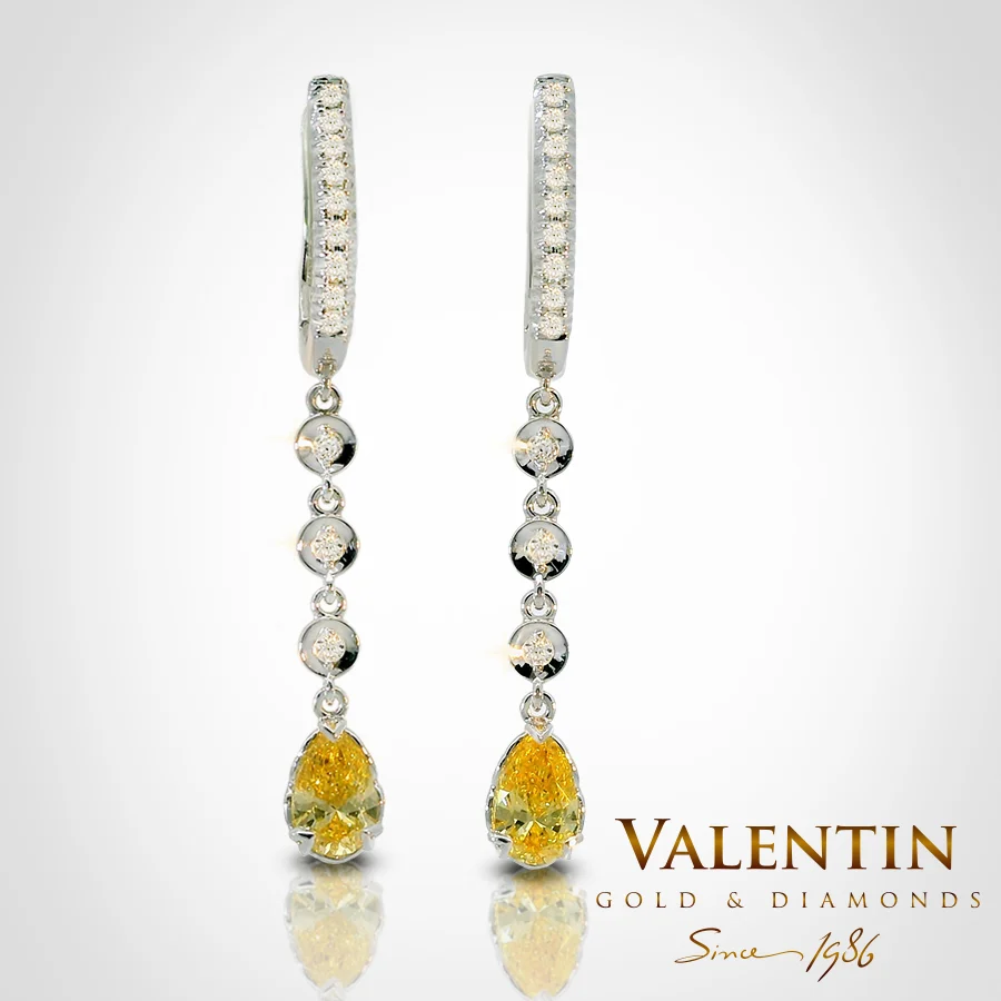 Златни обеци Pear with Diamonds FVY 7630-2 – жълто злато