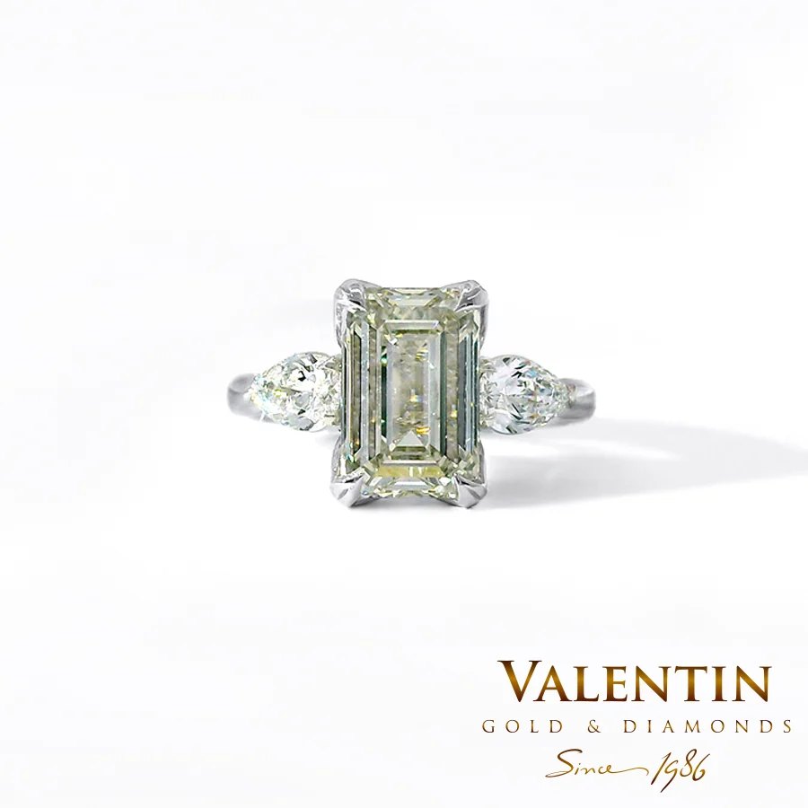 Златен пръстен Soft Yellow Emerald Diamond Lab 4766