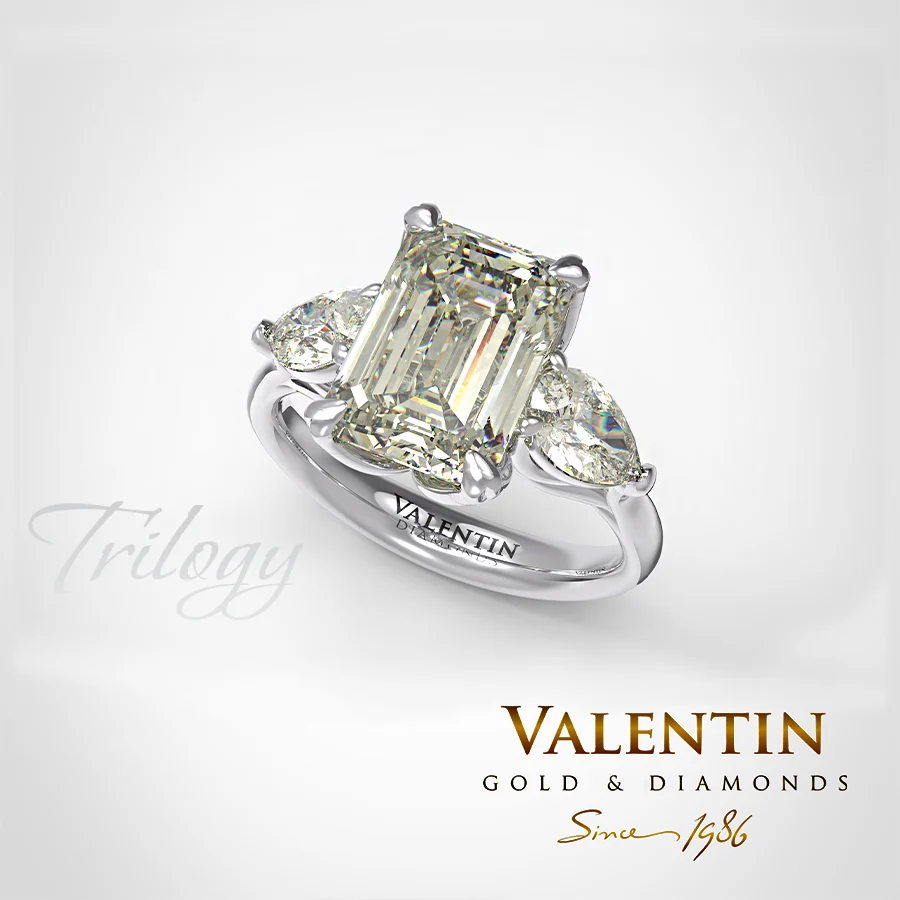 Soft Yellow Emerald Diamond Lab Gold Ring 4766