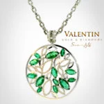Marquise Emerald Gold Pendant 6160 – white gold