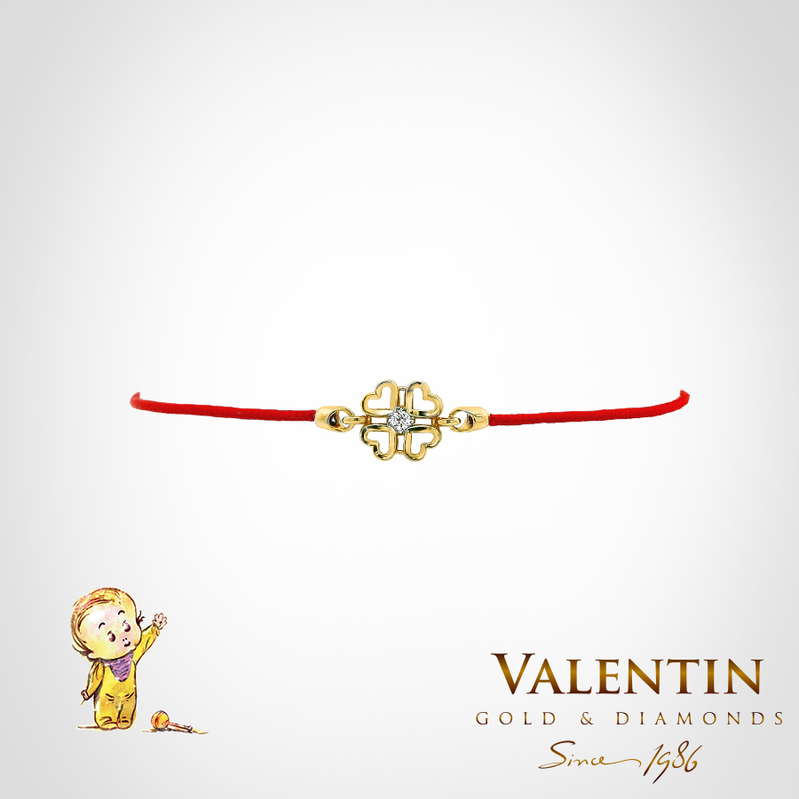 Children's Gold Bracelet with Red Thread 8265 – white gold