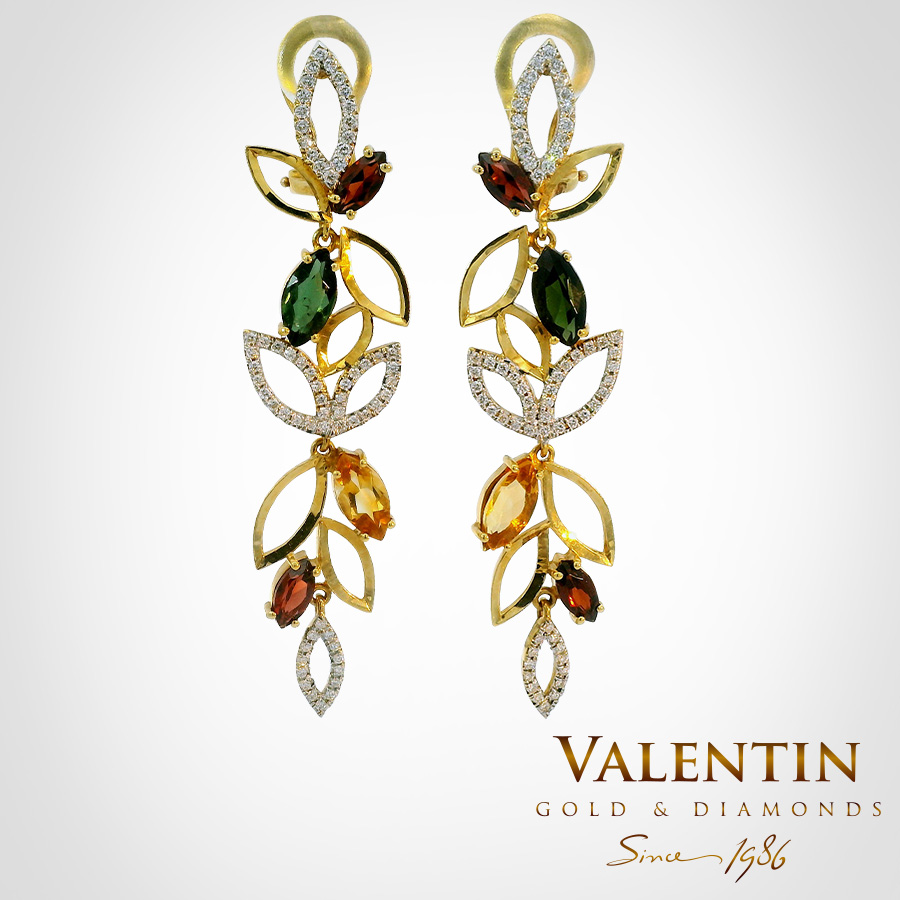 Златни обеци Marquise Tourmaline 7171 – жълто злато