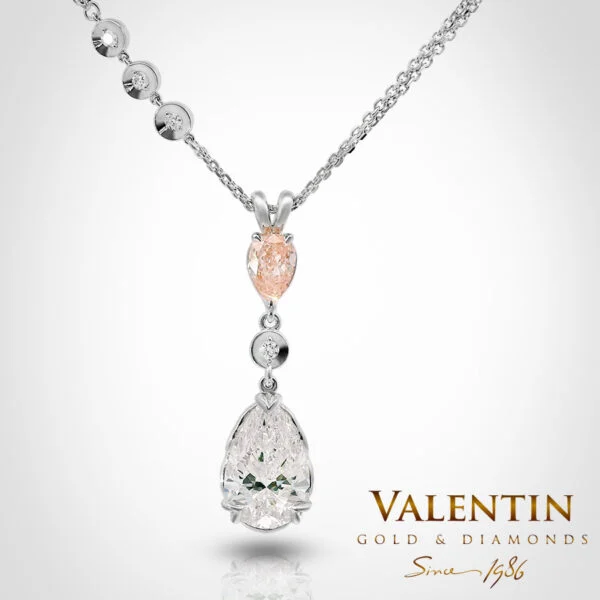 Златен медальон Pear with Diamonds 6939-1 – бяло злато