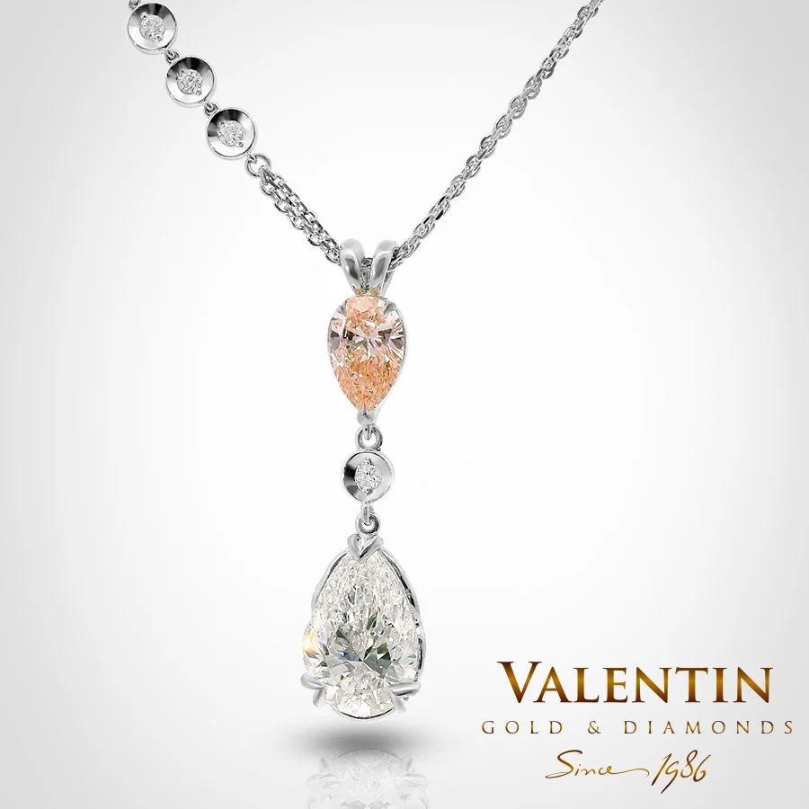 Златен медальон Pear with Diamonds 6939-1 – бяло злато