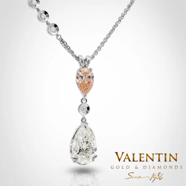 Златен медальон Pear with Diamonds 6939-1 – бяло злато