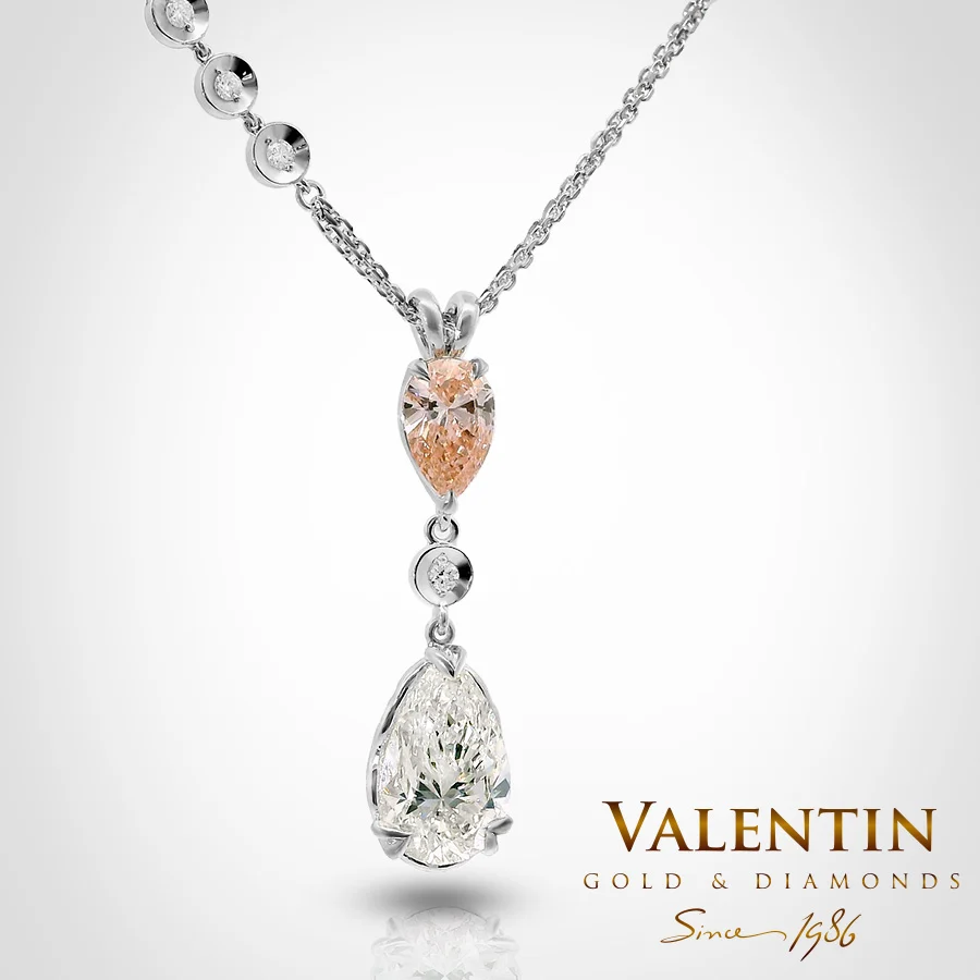 Златен медальон Pear with Diamonds 6939-1 – бяло злато