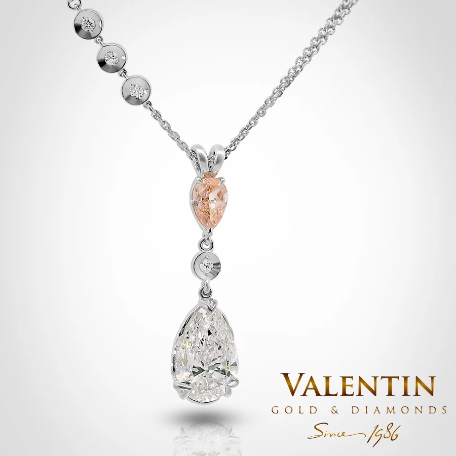 Златен медальон Pear with Diamonds 6939-1 – бяло злато