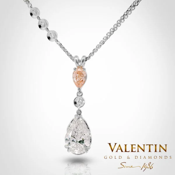 Златен медальон Pear with Diamonds 6939-1 – бяло злато