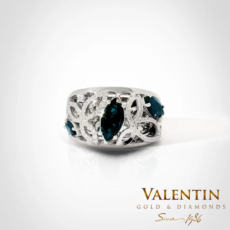 Marquise Sapphire Gold Ring 4181 – white gold