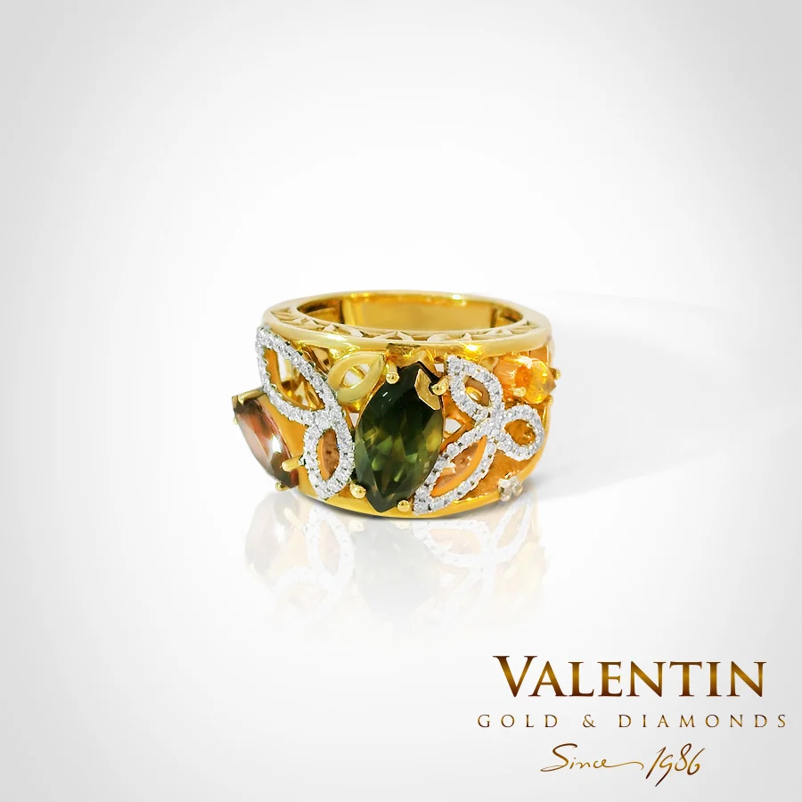 Златен пръстен Marquise Tourmaline 4181 – жълто злато