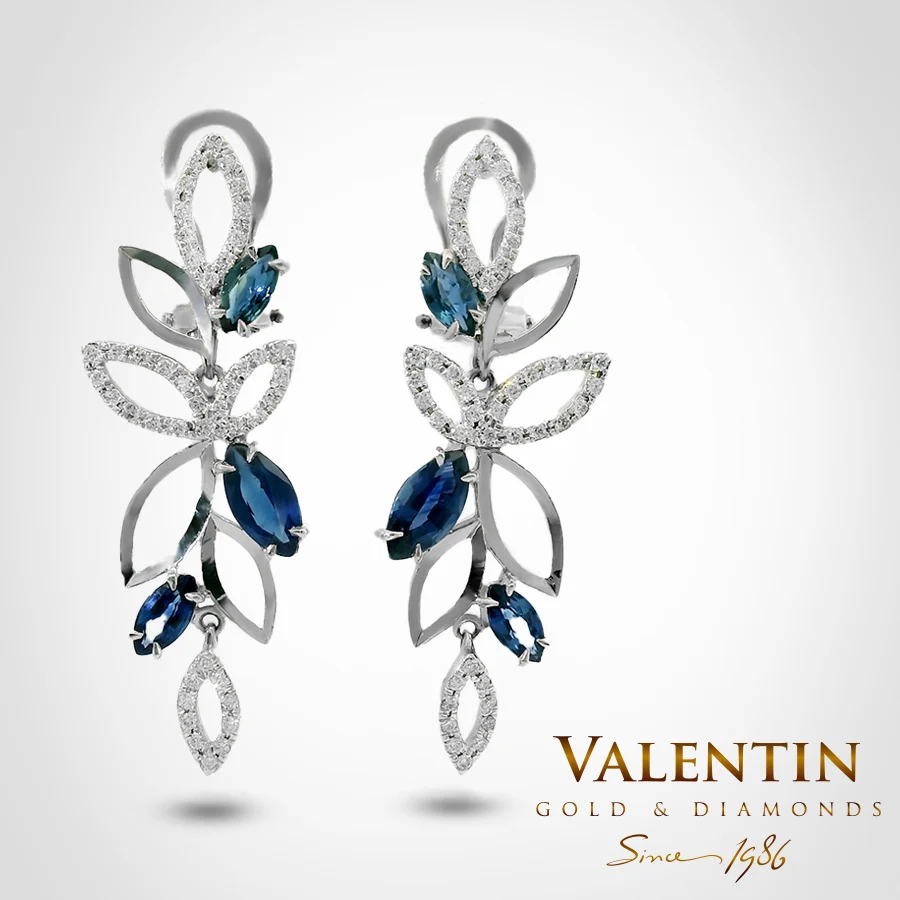 Marquise Sapphire Gold Earrings 7170 – white gold