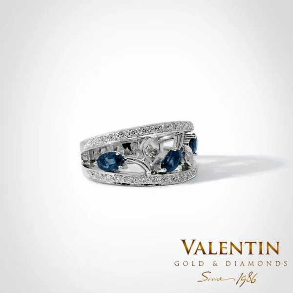 Oval Sapphire Gold Ring 4070 – white gold