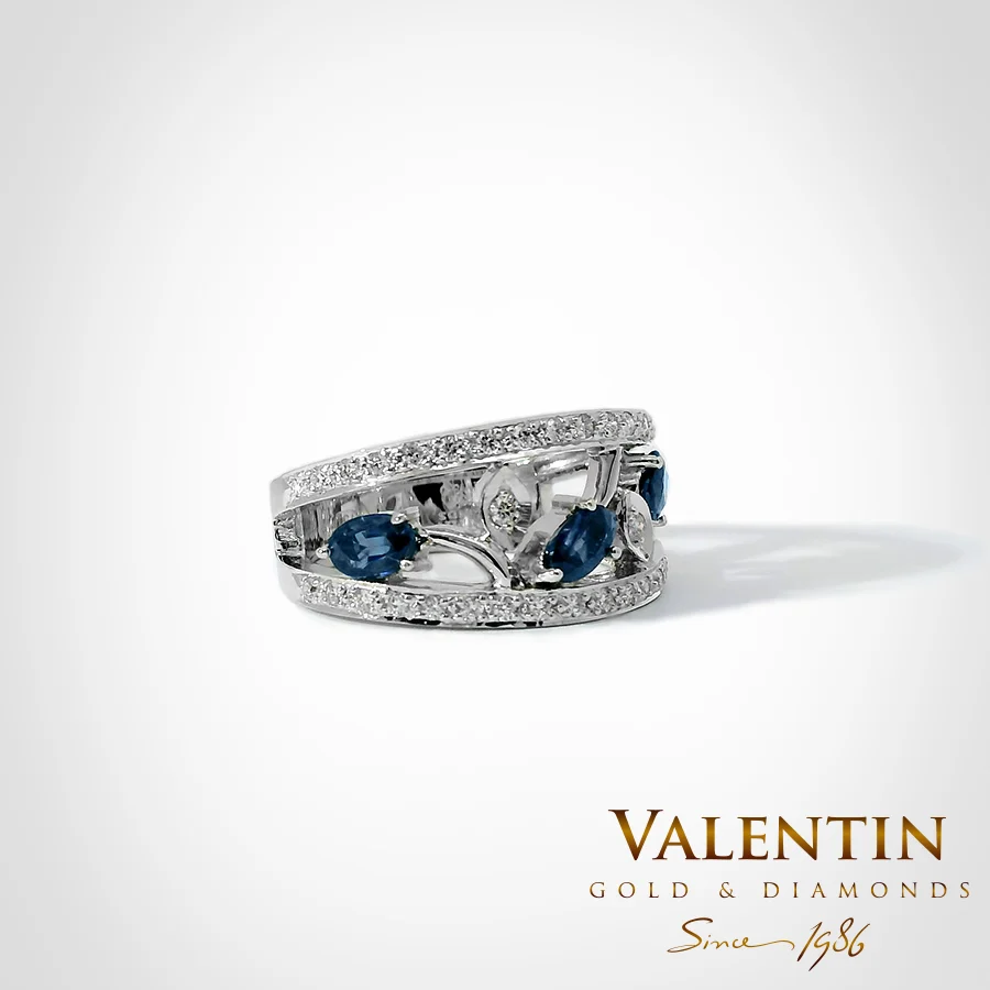 Oval Sapphire Gold Ring 4070 – white gold