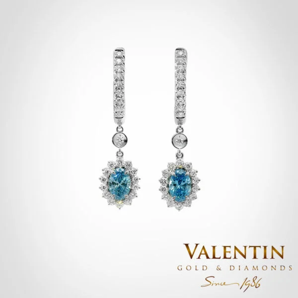 Blue Elegance Rosette Gold Earrings 7×5 7602-2