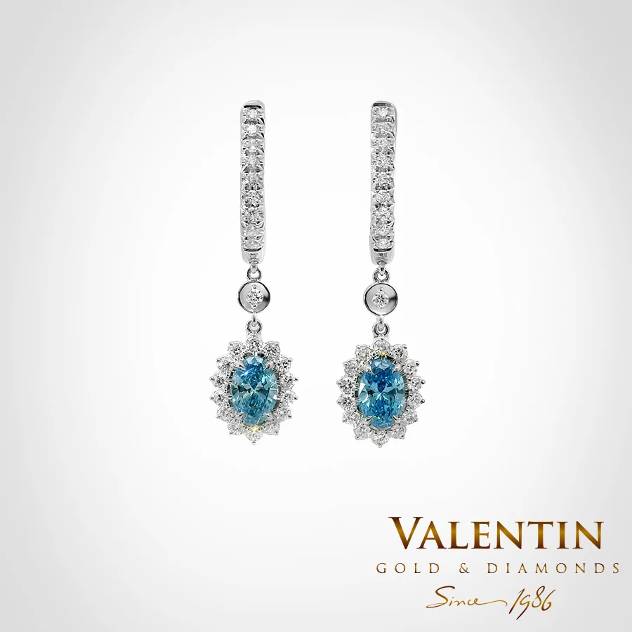 Blue Elegance Rosette Gold Earrings 7×5 7602-2