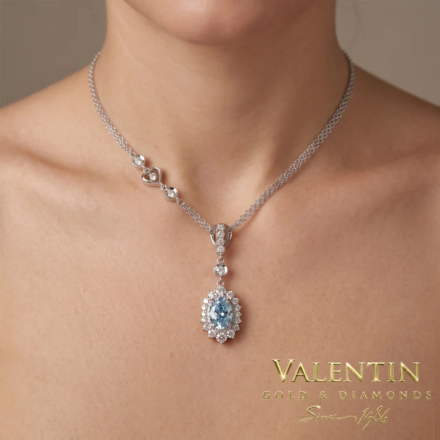 Blue Elegance Rosette Gold Pendant 7x5 6909 – white gold