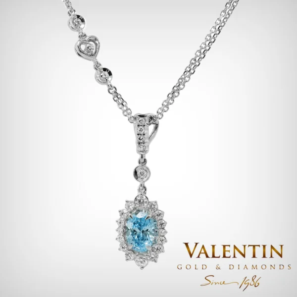 Blue Elegance Rosette Gold Pendant 7x5 6909 – white gold