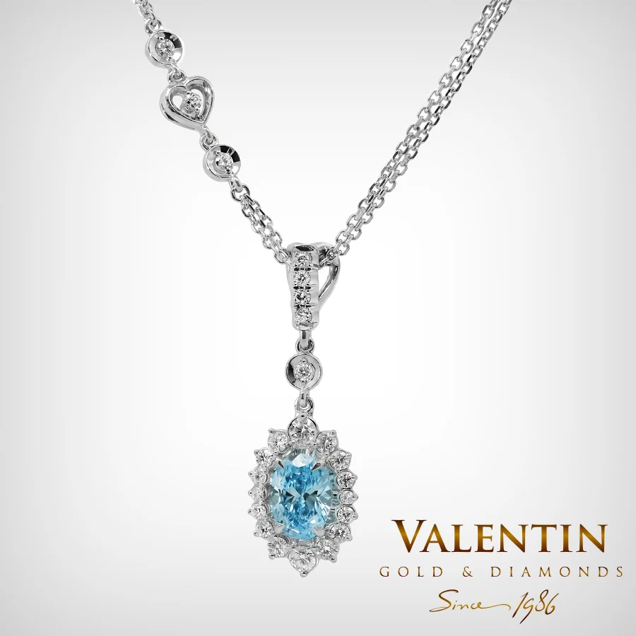 Blue Elegance Rosette Gold Pendant 7x5 6909 – white gold