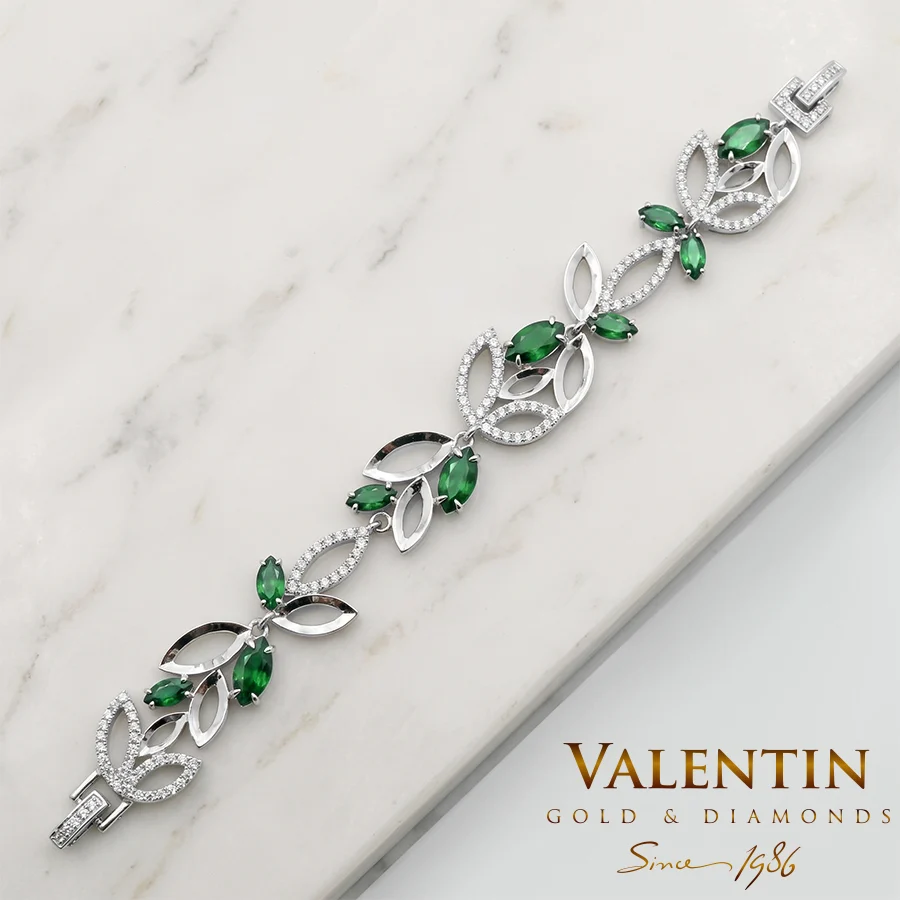 Дамска Златна Гривна Marquise Emerald 8236 3