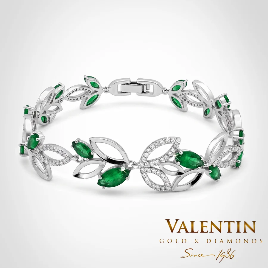 Дамска Златна Гривна Marquise Emerald 8236