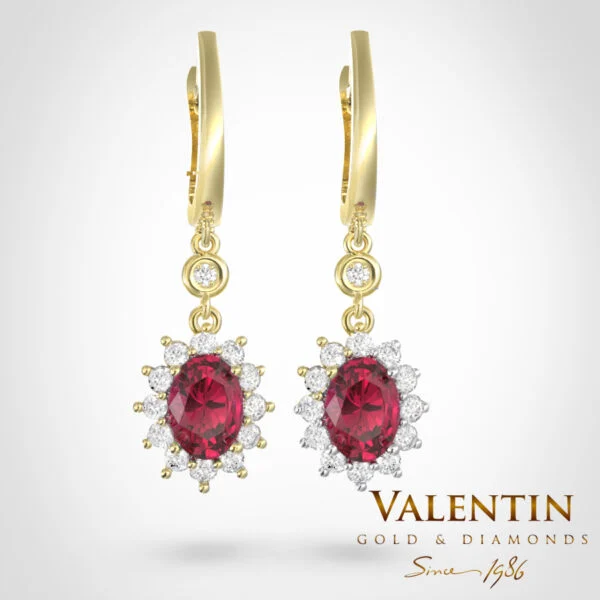 Златни обеци Rosette Ruby 6×4 7588 – жълто злато