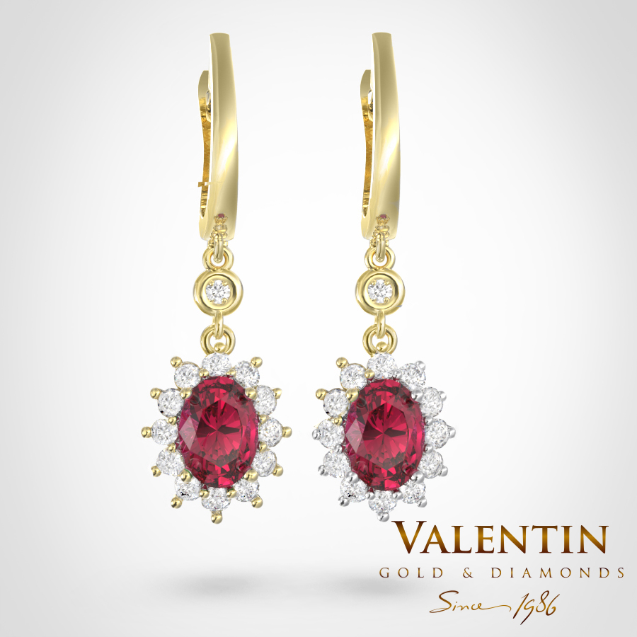 Златни обеци Rosette Ruby 6×4 7588 – жълто злато