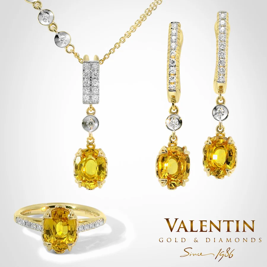 Yellow Sapphire Oval Gold Pendant 6958