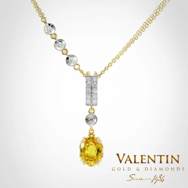 Yellow Sapphire Oval Gold Pendant 6958
