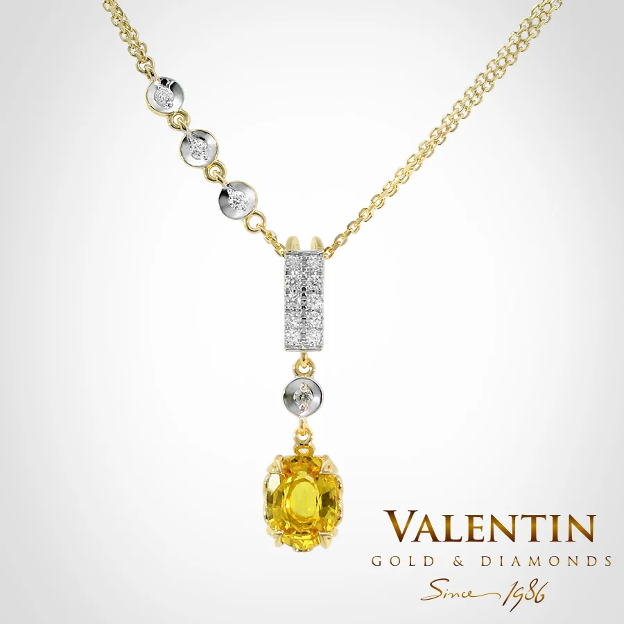 Yellow Sapphire Oval Gold Pendant 6958