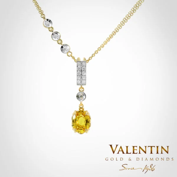 Yellow Sapphire Oval Gold Pendant 6958