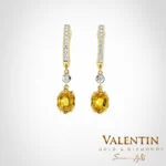 Yellow Sapphire Oval Gold Earrings 7611