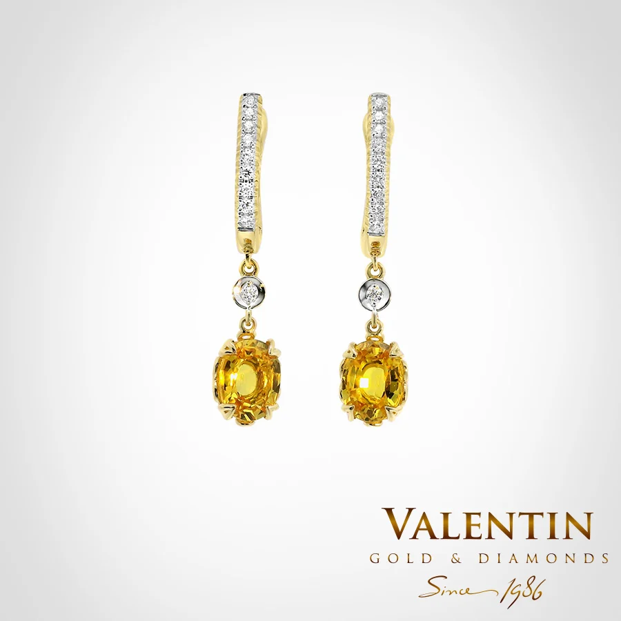 Yellow Sapphire Oval Gold Earrings 7611