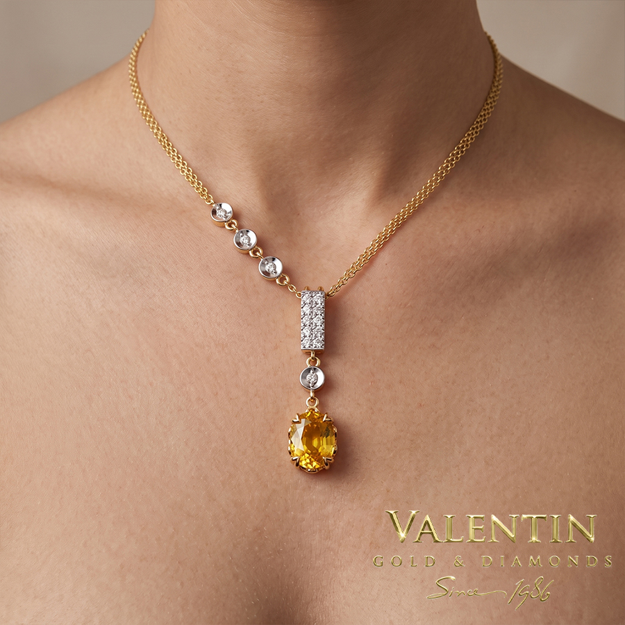 Yellow Sapphire Oval Gold Pendant 6958