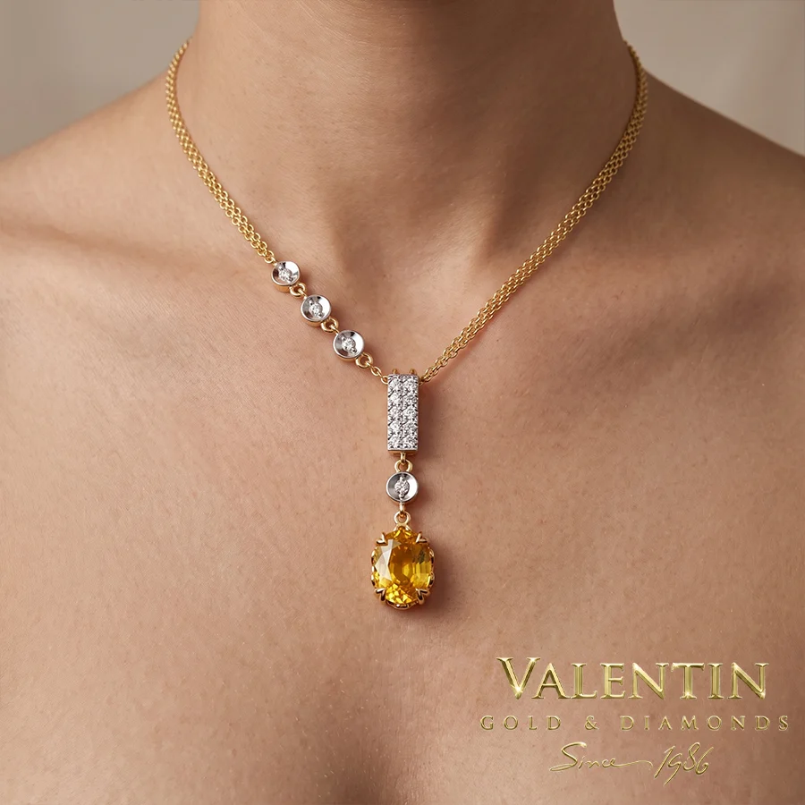 Yellow Sapphire Oval Gold Pendant 6958