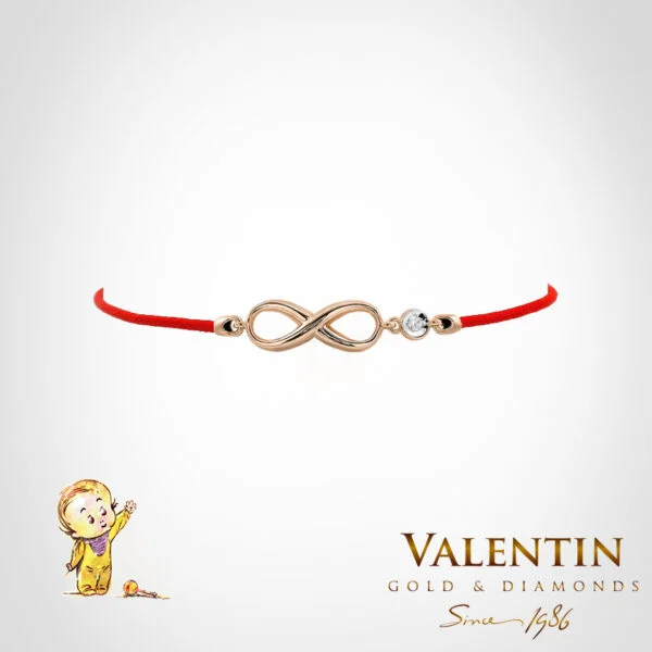 Children's Gold Bracelet with Red Thread 8198-1 – rose gold