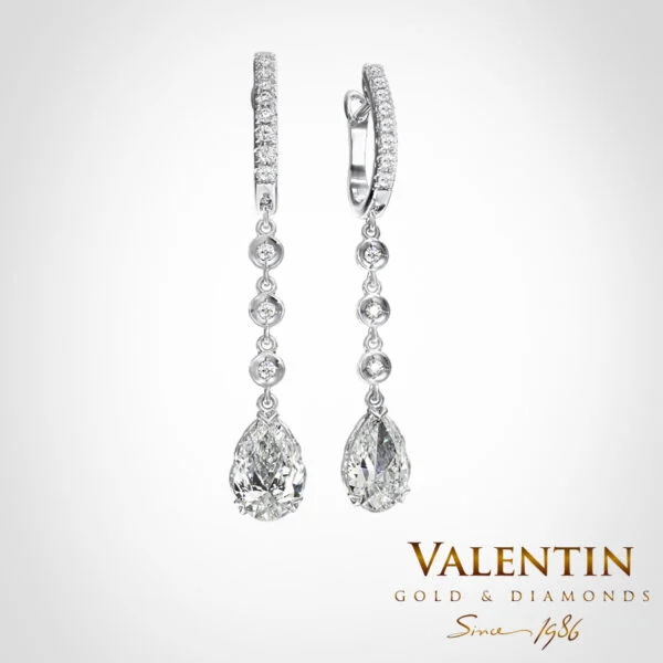 Златни обеци Pear with Diamonds 7630-2 – бяло злато